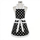 Polka Dot Kitchen Apron with Ruffle Trim Adjustable Ties and Front Pockets