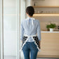 Polka Dot Kitchen Apron with Ruffle Trim Adjustable Ties and Front Pockets