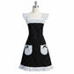 Polka Dot Kitchen Apron with Ruffle Trim Adjustable Shoulder Straps Waist Ties and Front Pockets