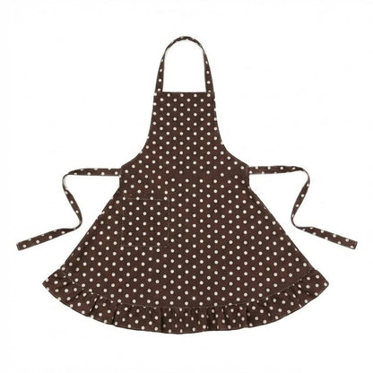 Polka Dot Kitchen Apron with Adjustable Neck Strap Front Pocket and Ruffled Hem