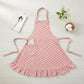 Polka Dot Kitchen Apron with Adjustable Neck Strap Front Pocket and Ruffled Hem