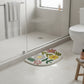 Floral Botanical Half Moon Bathroom Floor Mat Soft Absorbent with Non Slip Backing