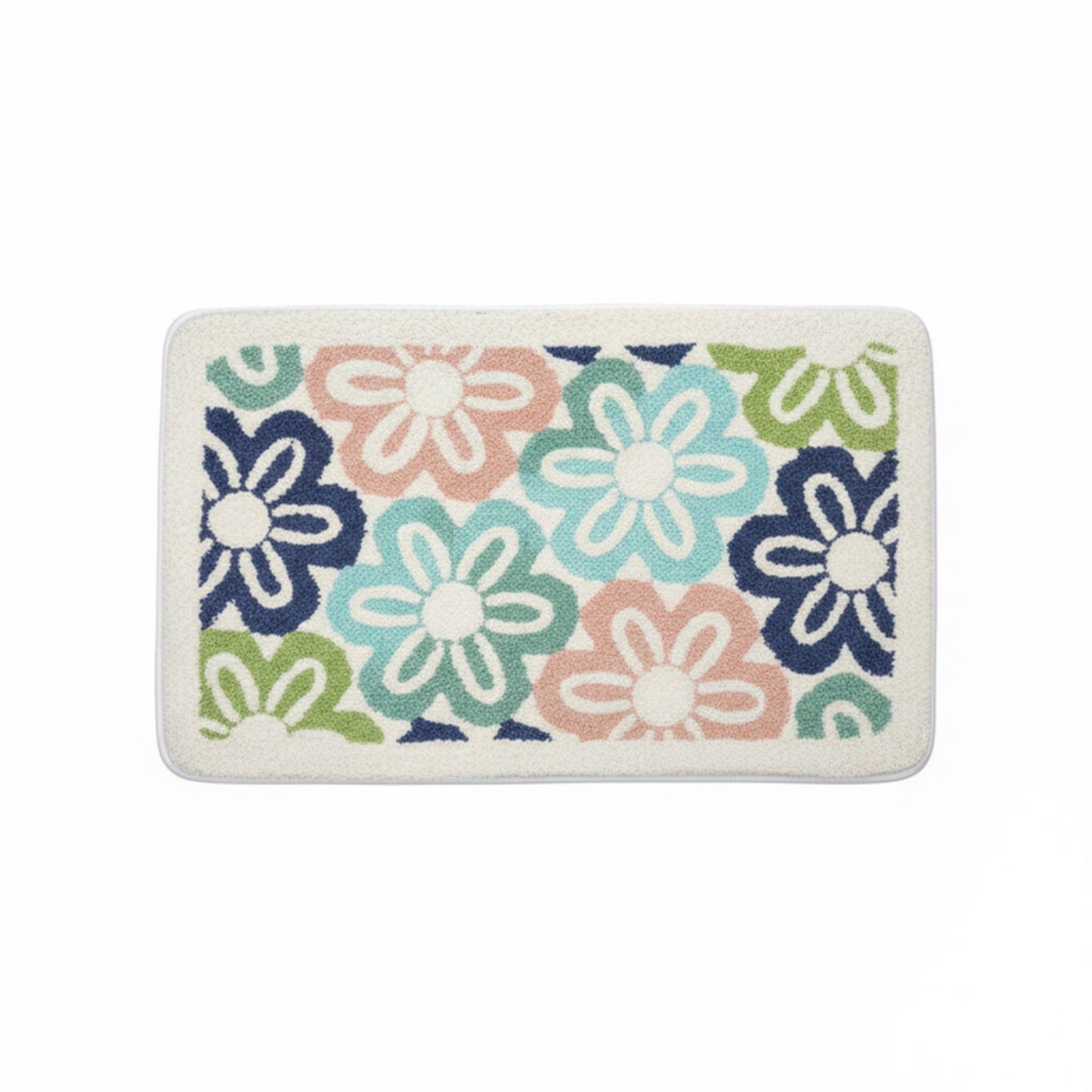 Floral Pattern Soft Absorbent Bathroom Floor Mat with Non Slip Backing