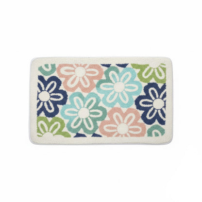 Floral Pattern Soft Absorbent Bathroom Floor Mat with Non Slip Backing