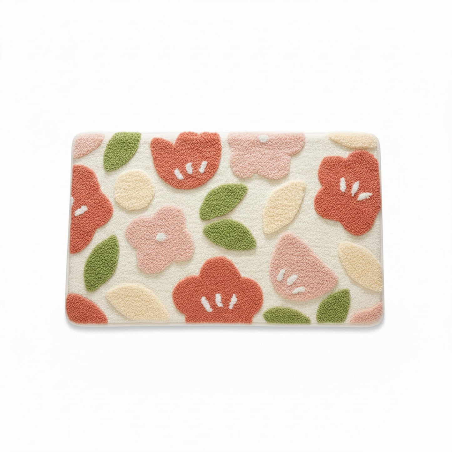 Floral Pattern Soft Absorbent Bathroom Floor Mat with Non Slip Backing