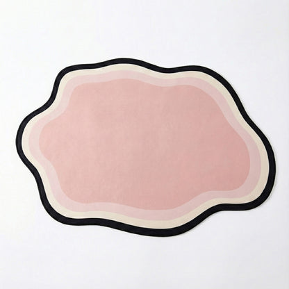 Irregular Shaped Decorative Table Placemat with Layered Abstract Border Design