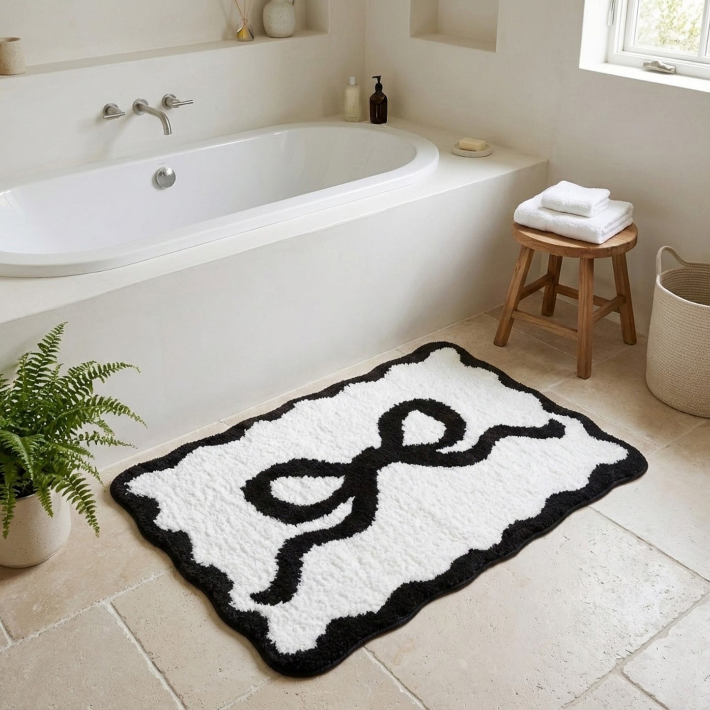 Tufted Abstract Bow Accent Mat Decorative Floor and Tabletop Decoration