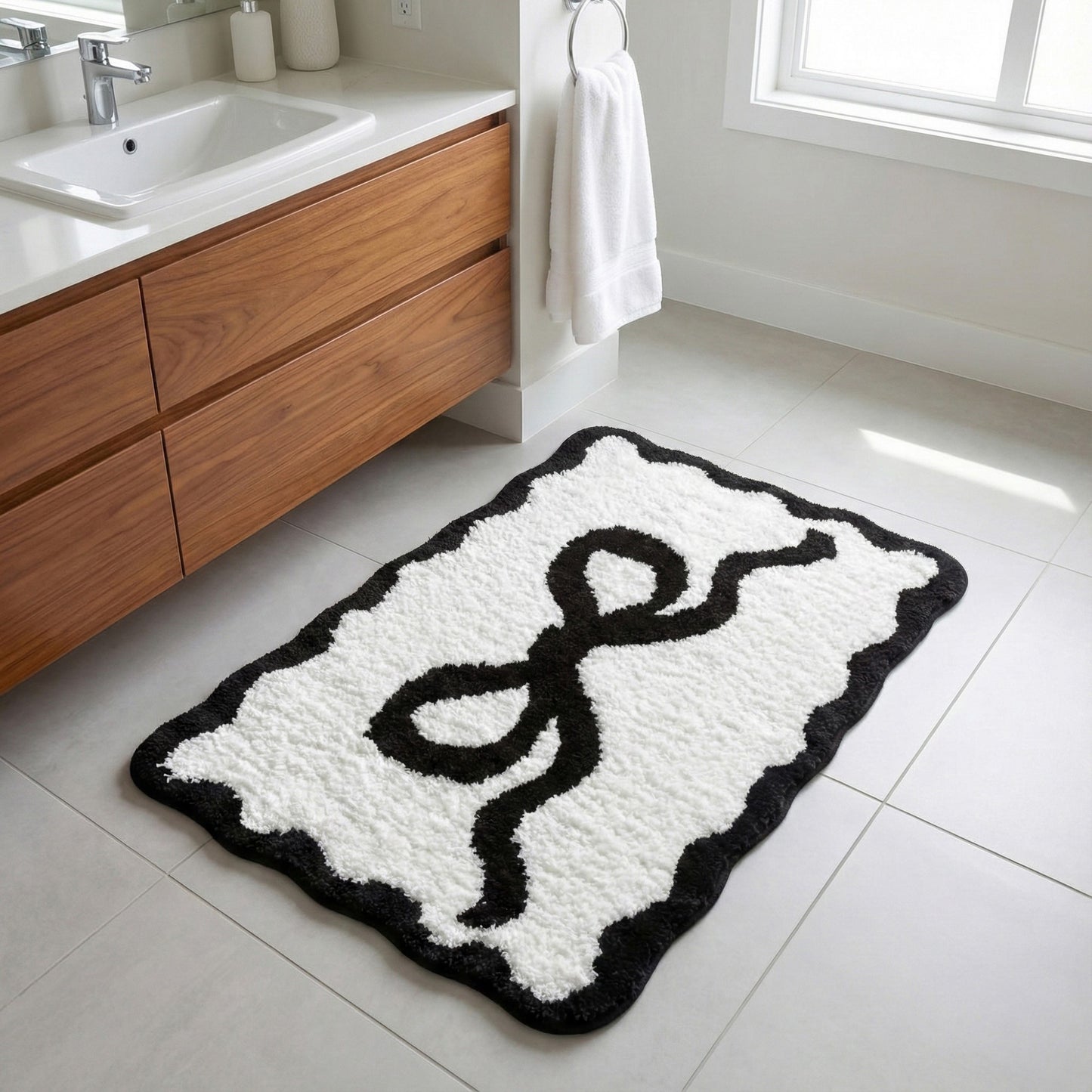 Tufted Abstract Bow Accent Mat Decorative Floor and Tabletop Decoration