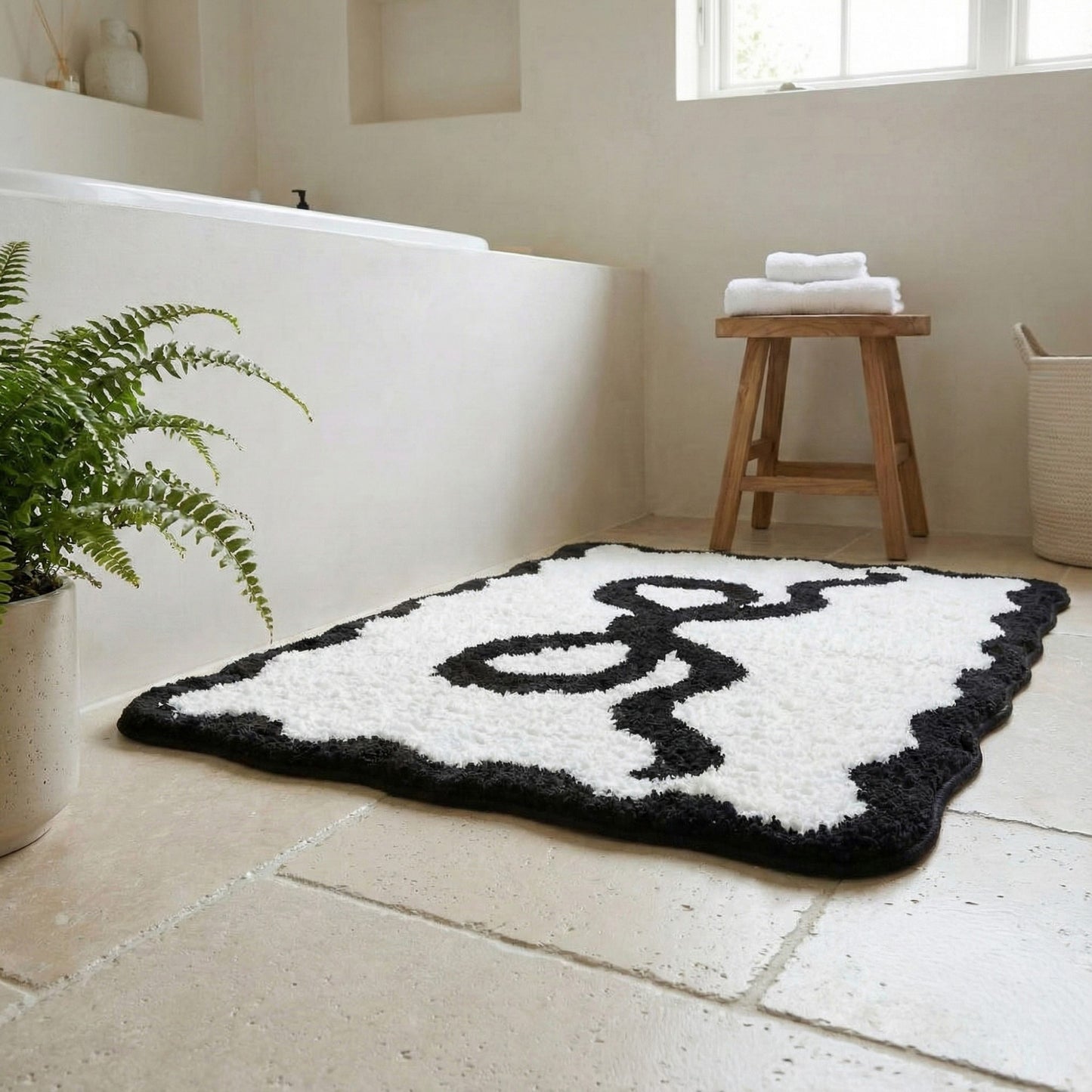 Tufted Abstract Bow Accent Mat Decorative Floor and Tabletop Decoration