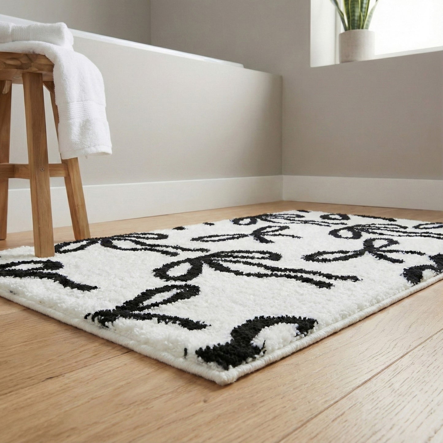 Tufted Abstract Bow Accent Mat Decorative Floor and Tabletop Decoration
