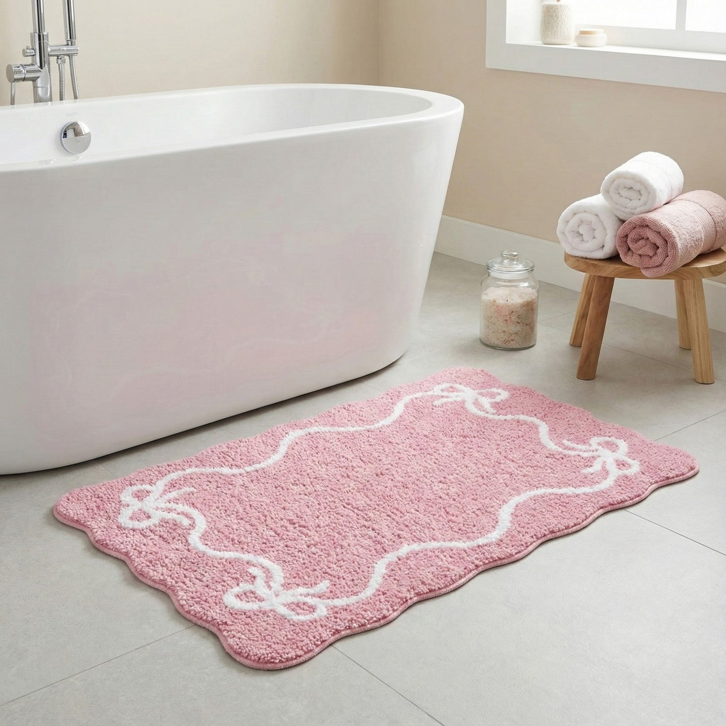 Tufted Abstract Bow Accent Mat Decorative Floor and Tabletop Decoration