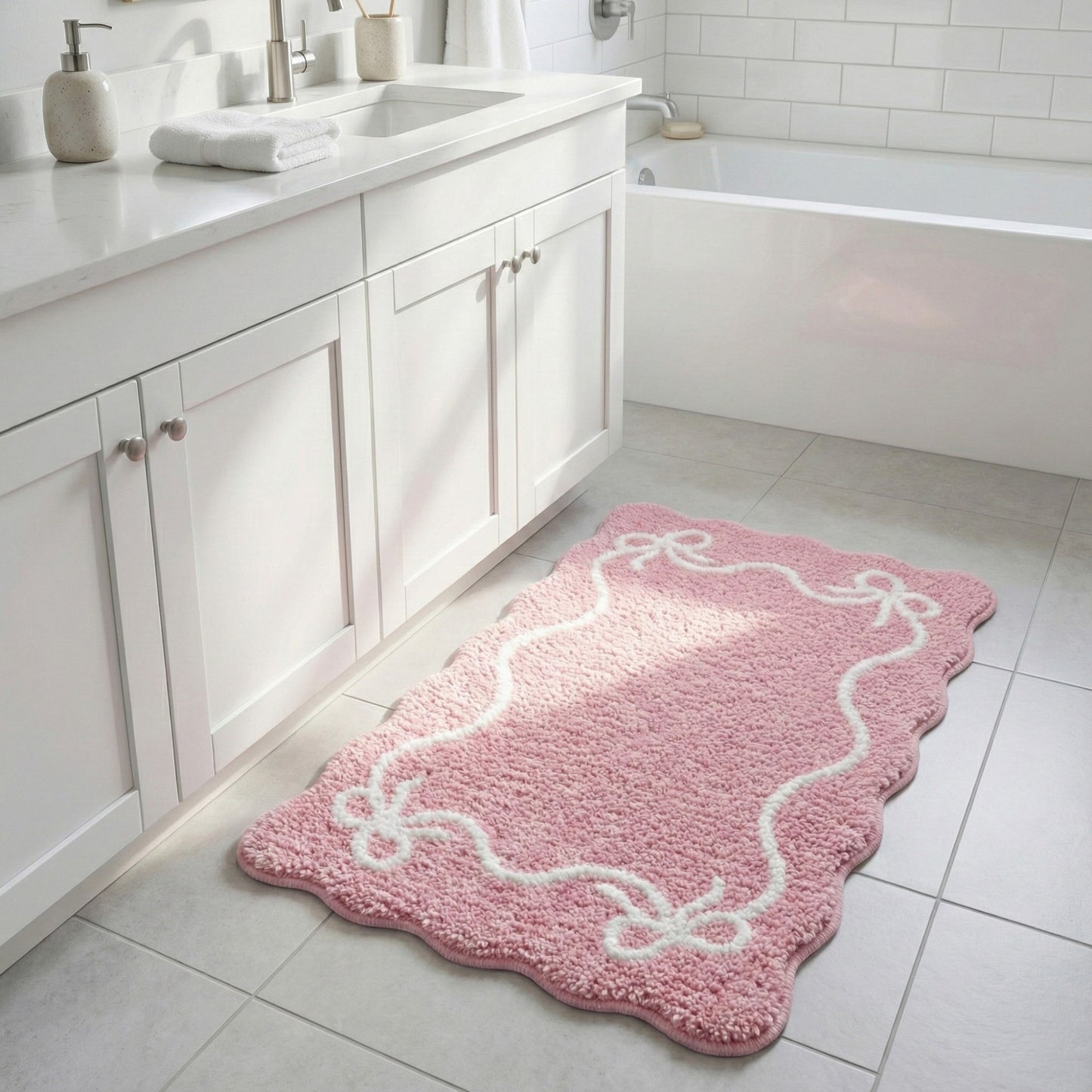 Tufted Abstract Bow Accent Mat Decorative Floor and Tabletop Decoration