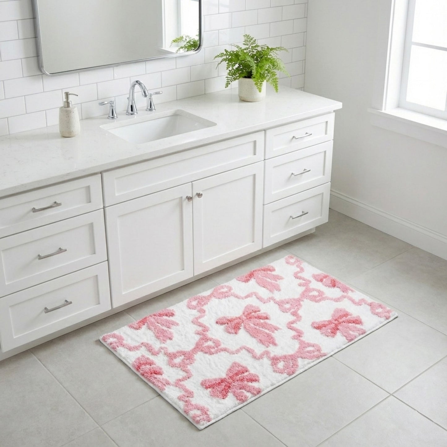Tufted Abstract Bow Accent Mat Decorative Floor and Tabletop Decoration