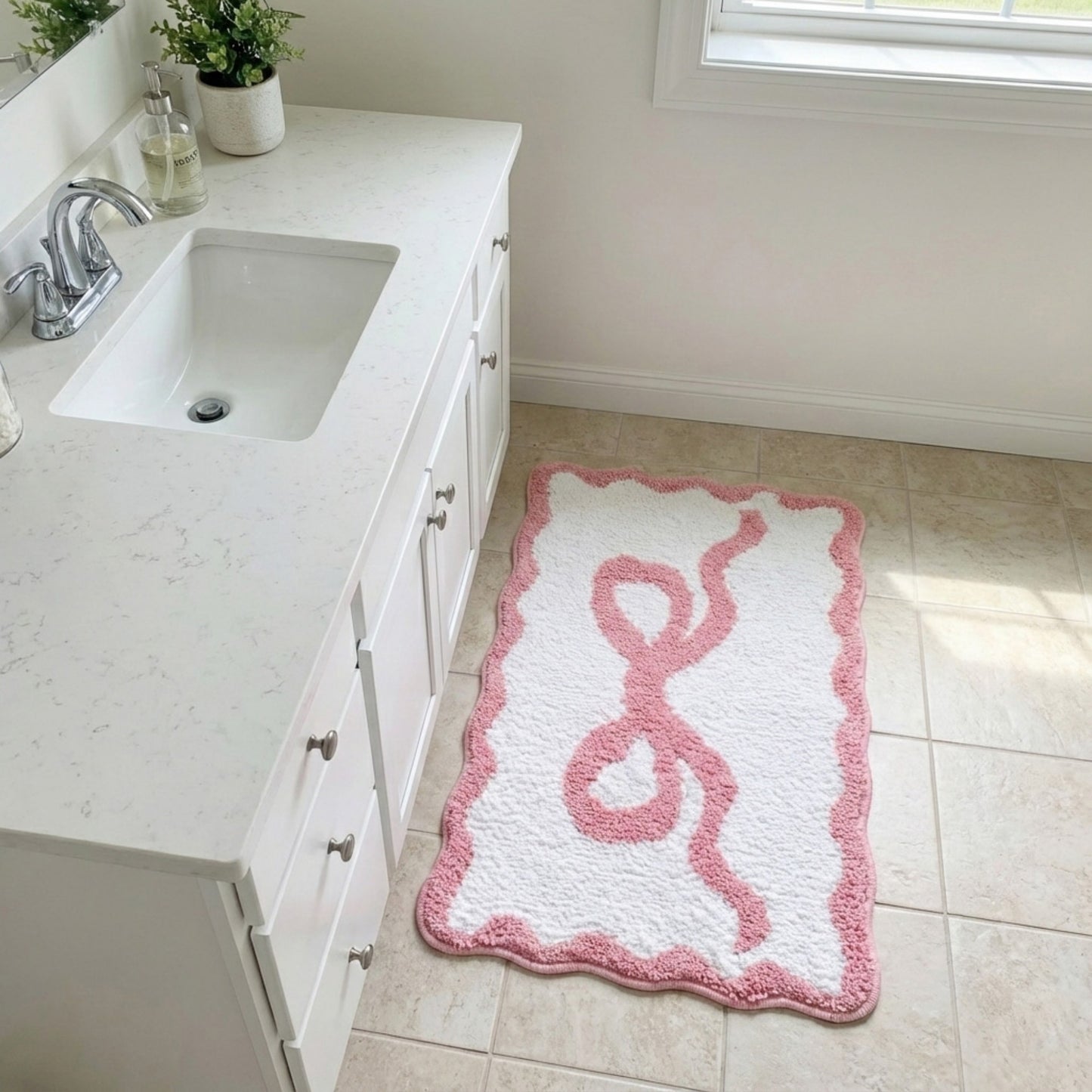 Tufted Abstract Bow Accent Mat Decorative Floor and Tabletop Decoration
