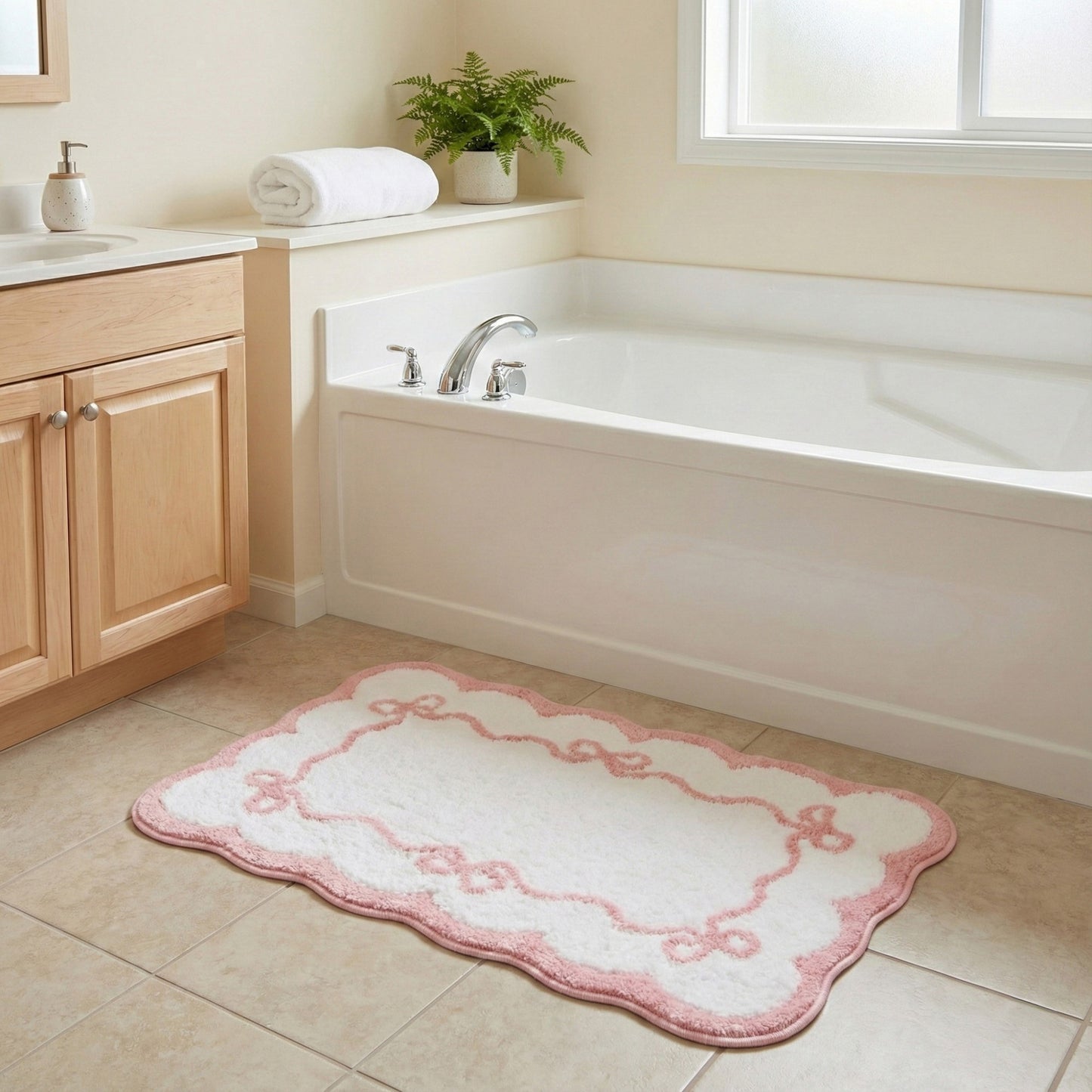 Tufted Abstract Bow Accent Mat Decorative Floor and Tabletop Decoration