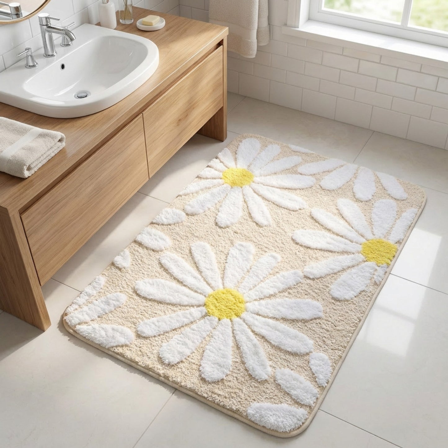 Valentine Tufted Floral Accent Mat Soft High Pile Decorative Floor Decoration