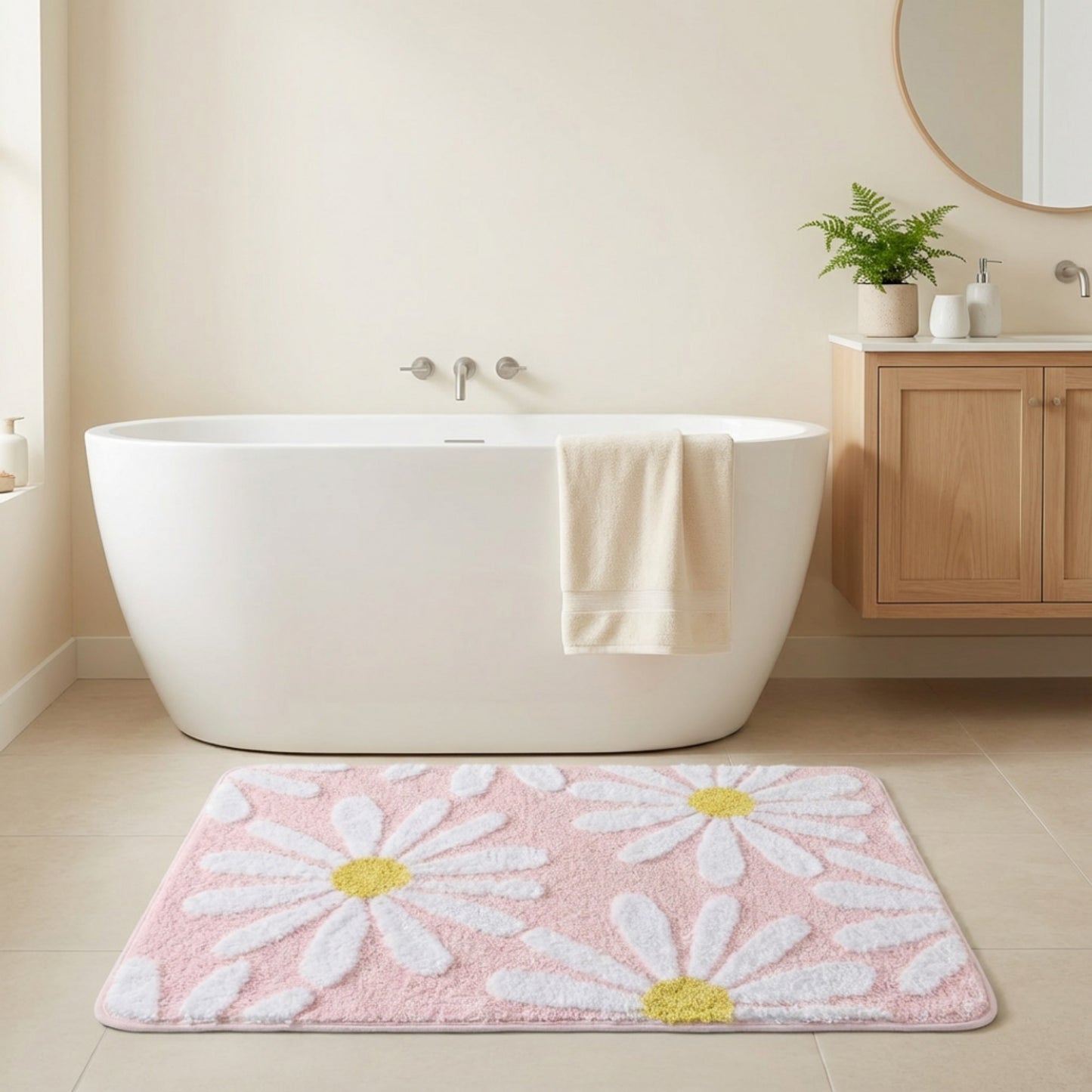 Valentine Tufted Floral Accent Mat Soft High Pile Decorative Floor Decoration