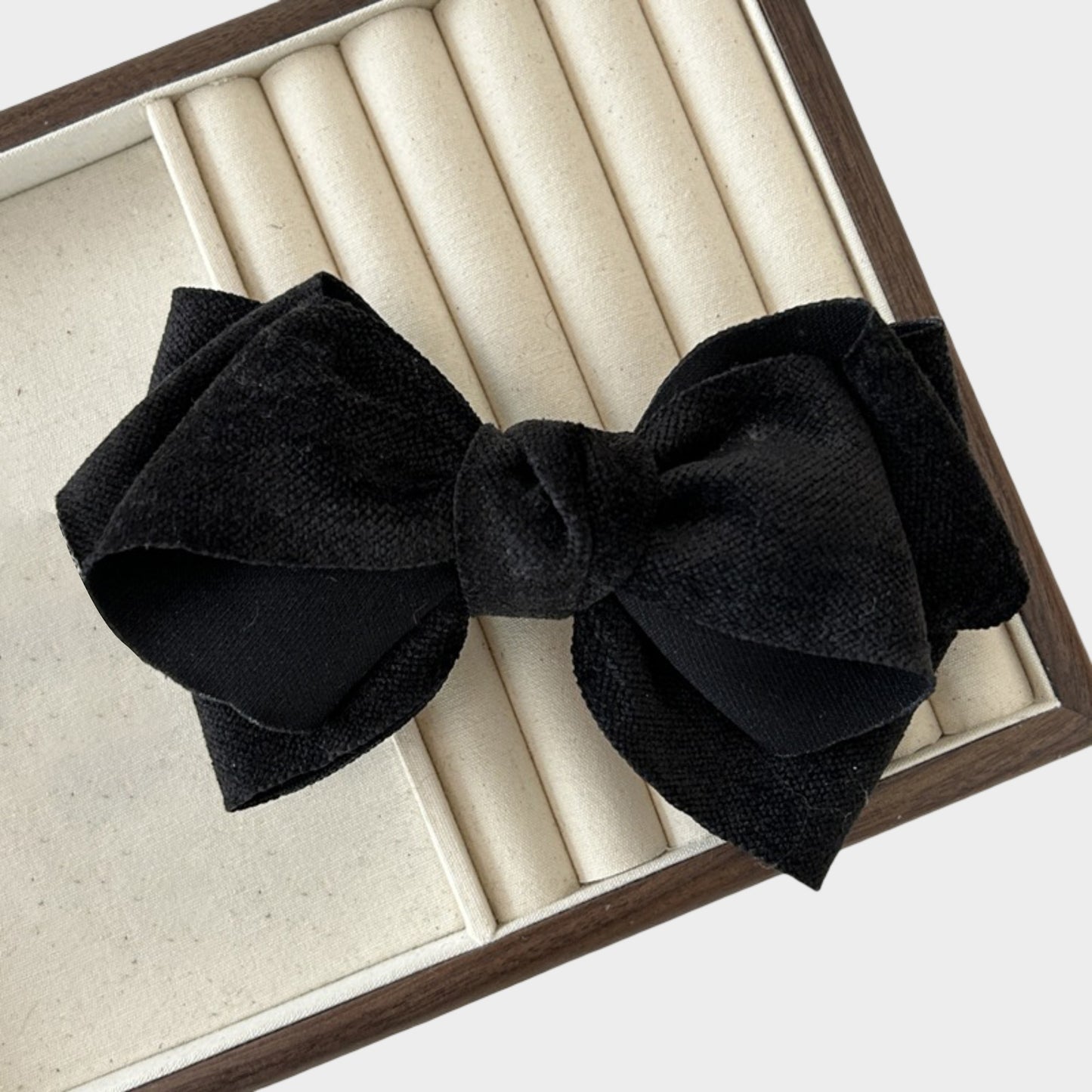 Womens Linen Style Fabric Bow Hair Clips 2 Pack Long Barrettes Secure Hold