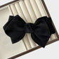 Womens Linen Style Fabric Bow Hair Clips 2 Pack Long Barrettes Secure Hold