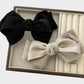 Womens Linen Style Fabric Bow Hair Clips 2 Pack Long Barrettes Secure Hold