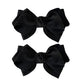 Womens Linen Style Fabric Bow Hair Clips 2 Pack Long Barrettes Secure Hold