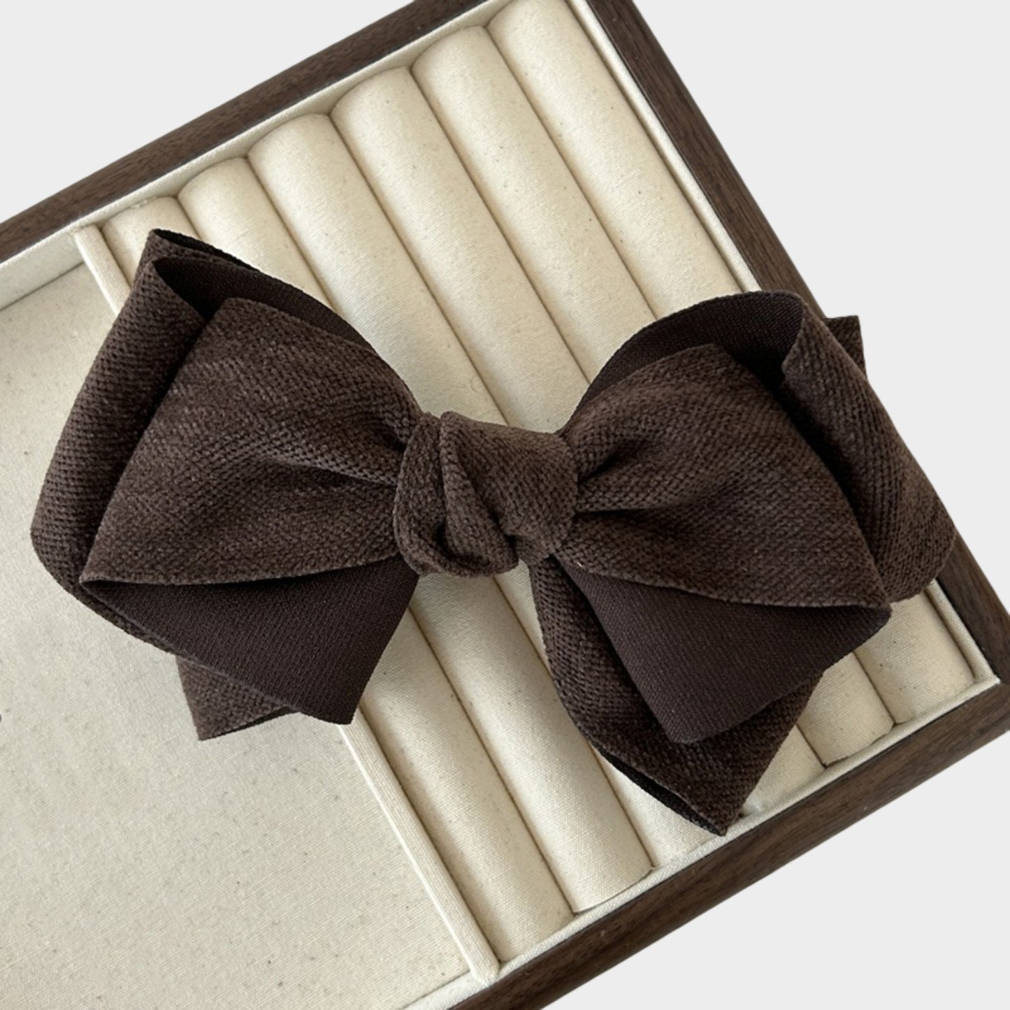 Womens Linen Style Fabric Bow Hair Clips 2 Pack Long Barrettes Secure Hold