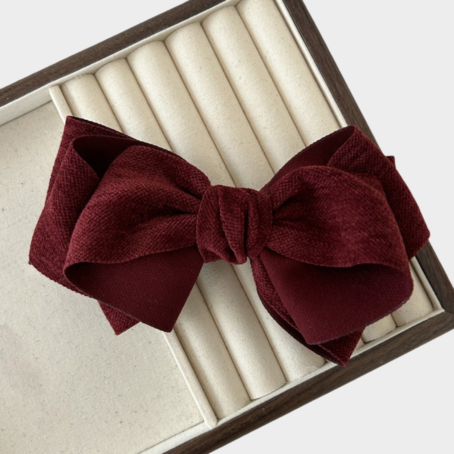 Womens Linen Style Fabric Bow Hair Clips 2 Pack Long Barrettes Secure Hold