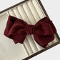 Womens Linen Style Fabric Bow Hair Clips 2 Pack Long Barrettes Secure Hold