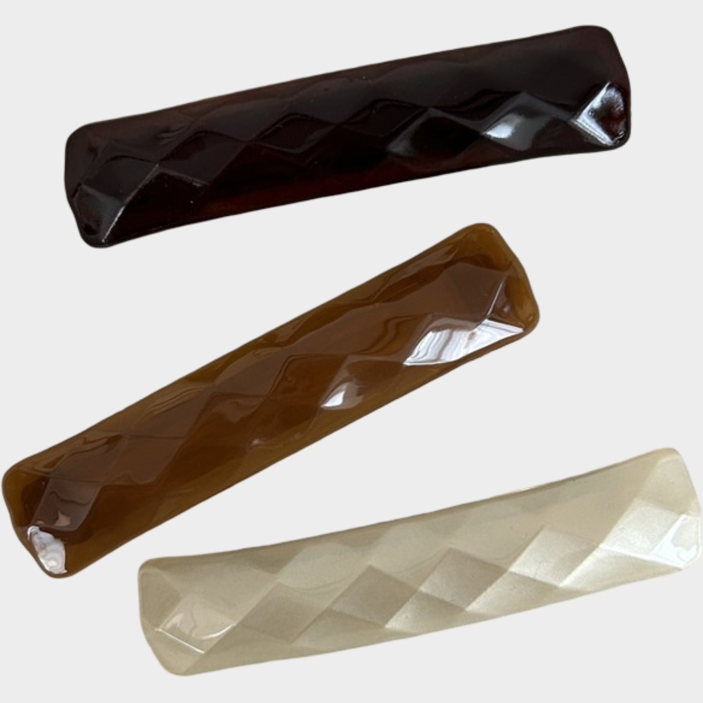 Womens Geometric Textured Hair Barrette Clips 3 Pack Same Color Set