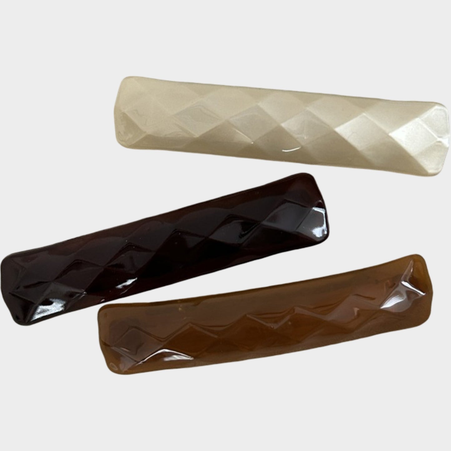 Womens Geometric Textured Hair Barrette Clips 3 Pack Same Color Set