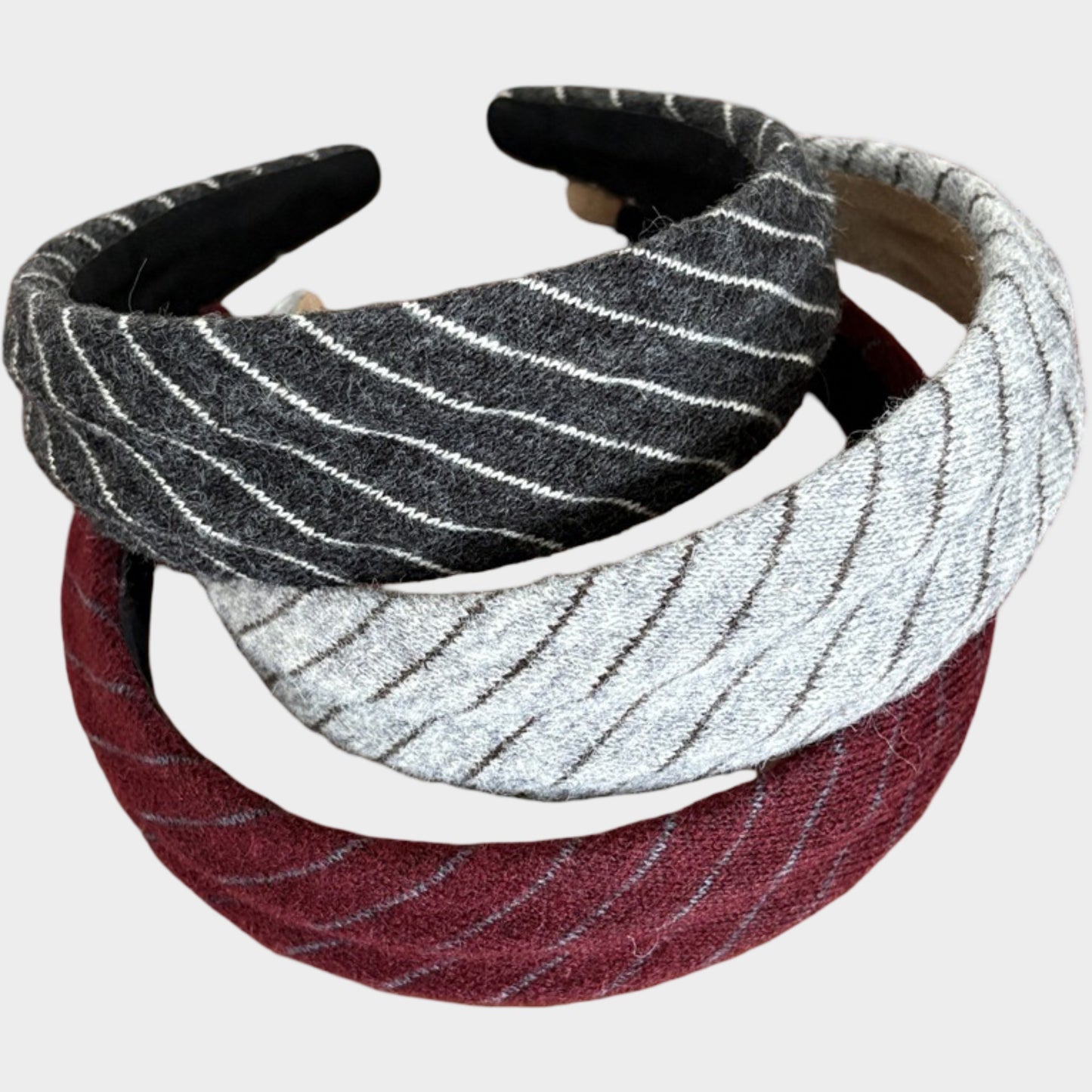 Womens Wide Twill Fabric Headbands Two Pack Soft Padded Stripe Design Everyday Hair Accessories