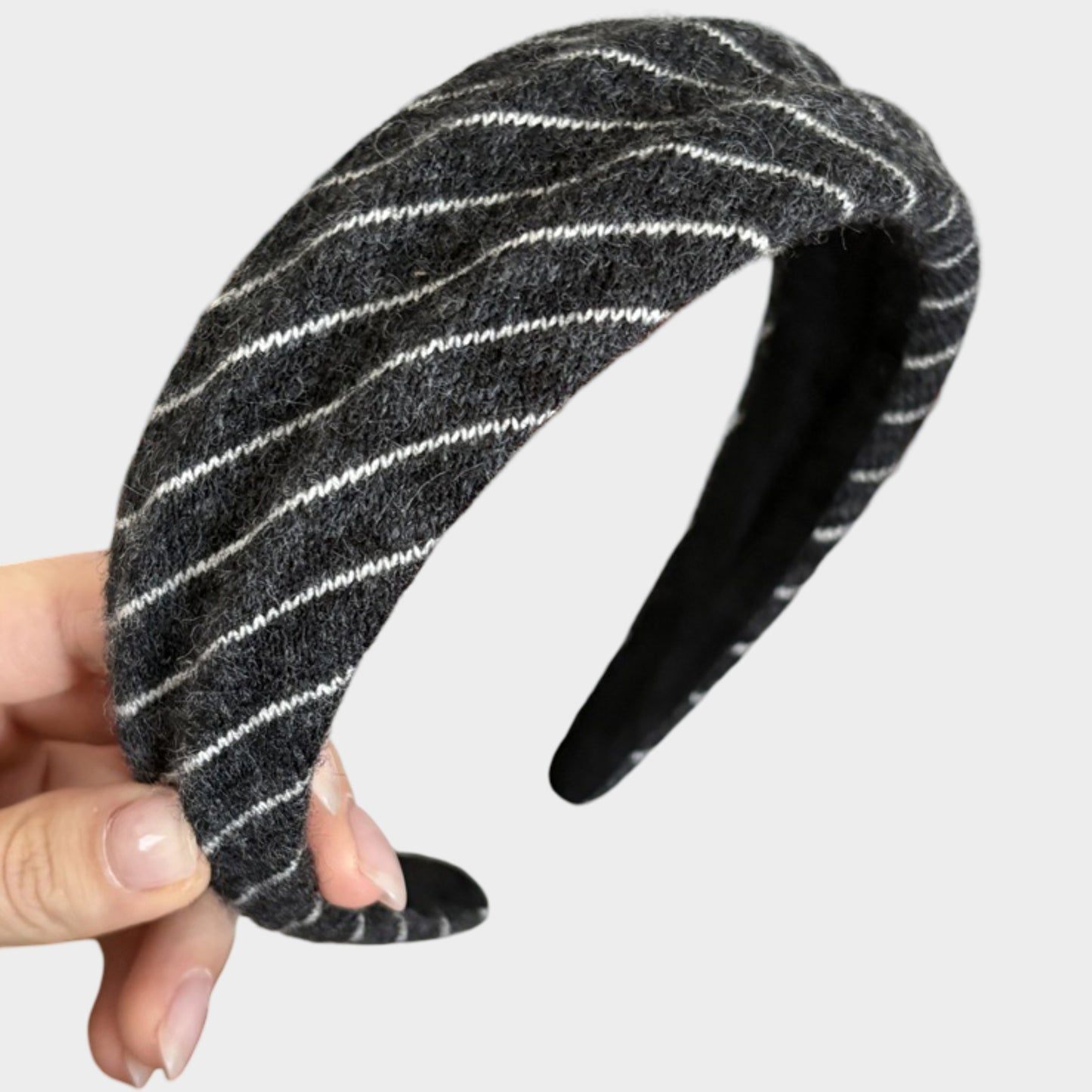 Womens Wide Twill Fabric Headbands Two Pack Soft Padded Stripe Design Everyday Hair Accessories