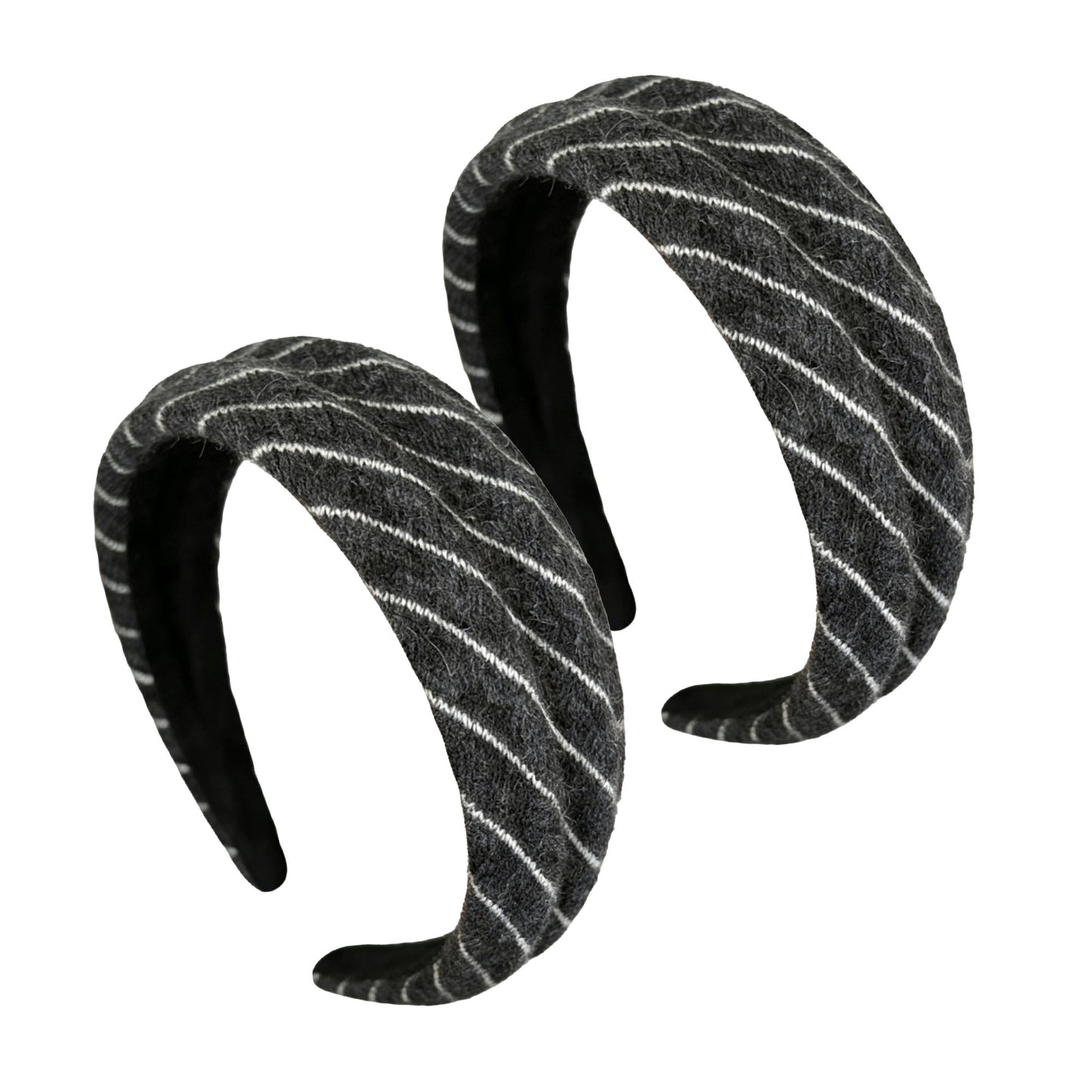 Womens Wide Twill Fabric Headbands Two Pack Soft Padded Stripe Design Everyday Hair Accessories