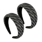Womens Wide Twill Fabric Headbands Two Pack Soft Padded Stripe Design Everyday Hair Accessories