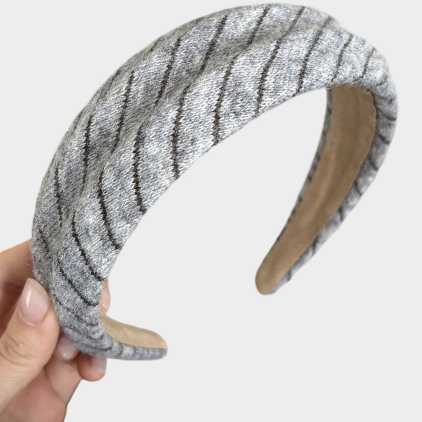 Womens Wide Twill Fabric Headbands Two Pack Soft Padded Stripe Design Everyday Hair Accessories