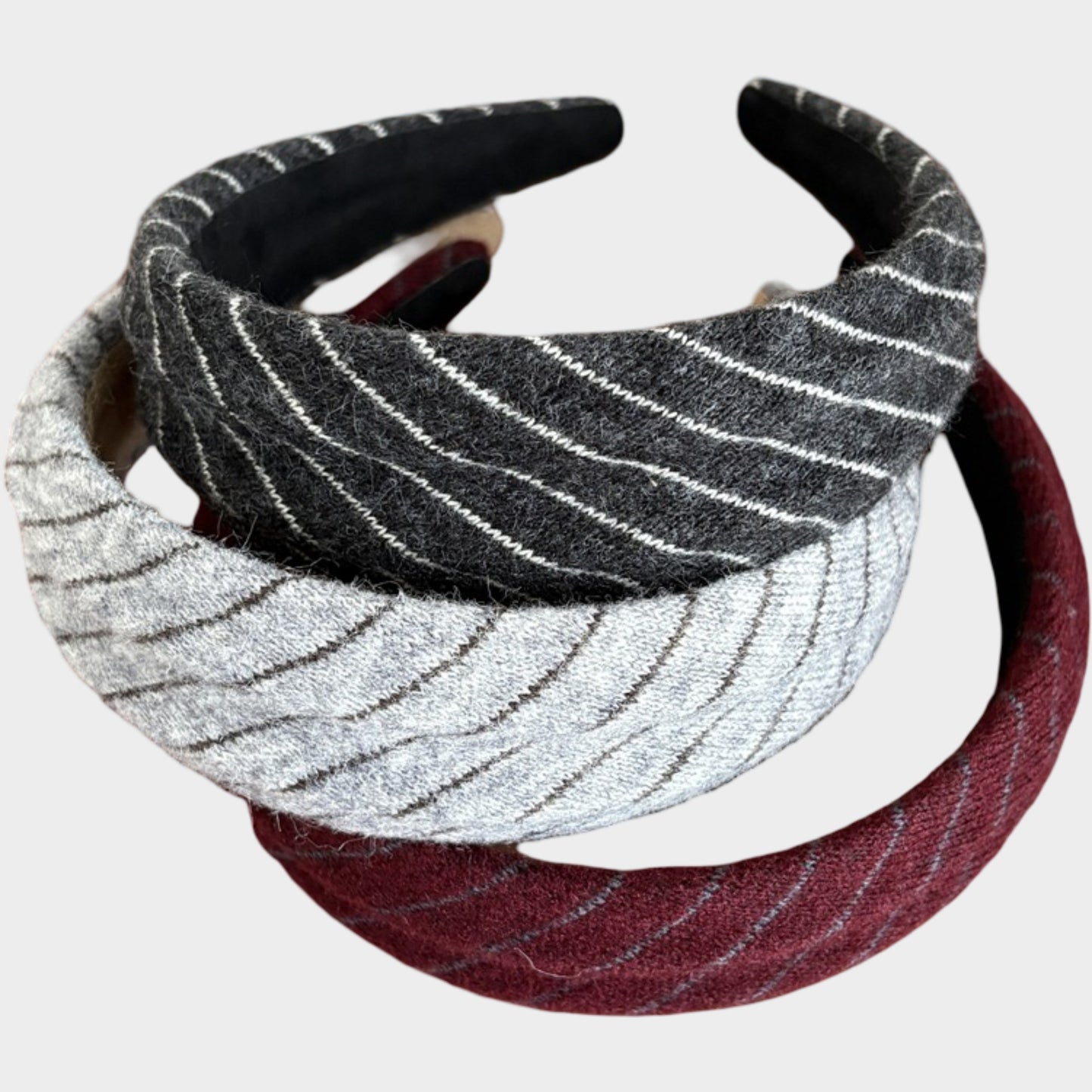 Womens Wide Twill Fabric Headbands Two Pack Soft Padded Stripe Design Everyday Hair Accessories