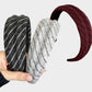 Womens Wide Twill Fabric Headbands Two Pack Soft Padded Stripe Design Everyday Hair Accessories