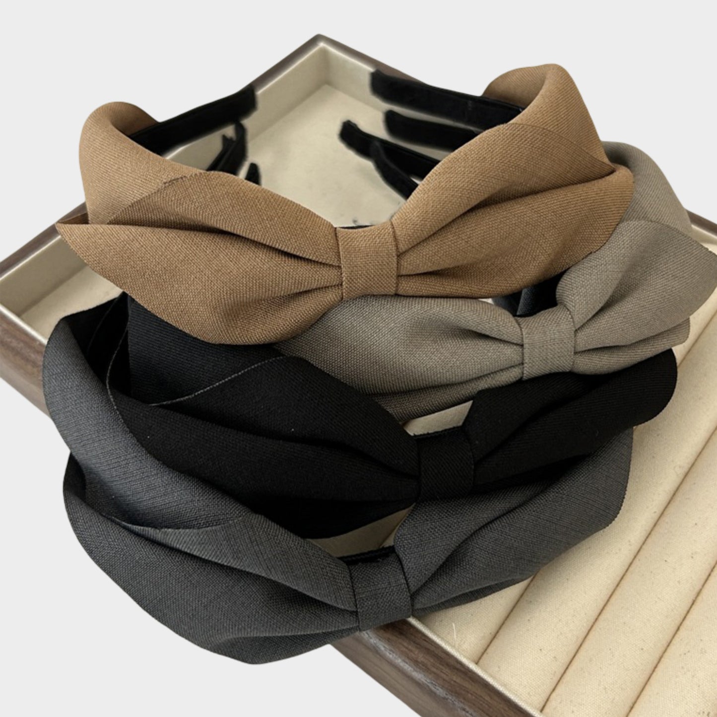 Womens Fabric Bow Headbands Two Pack Soft Structured Headband Set