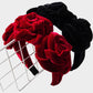 Velvet Rose Flower Padded Headband Soft Fabric Statement Hair Accessory
