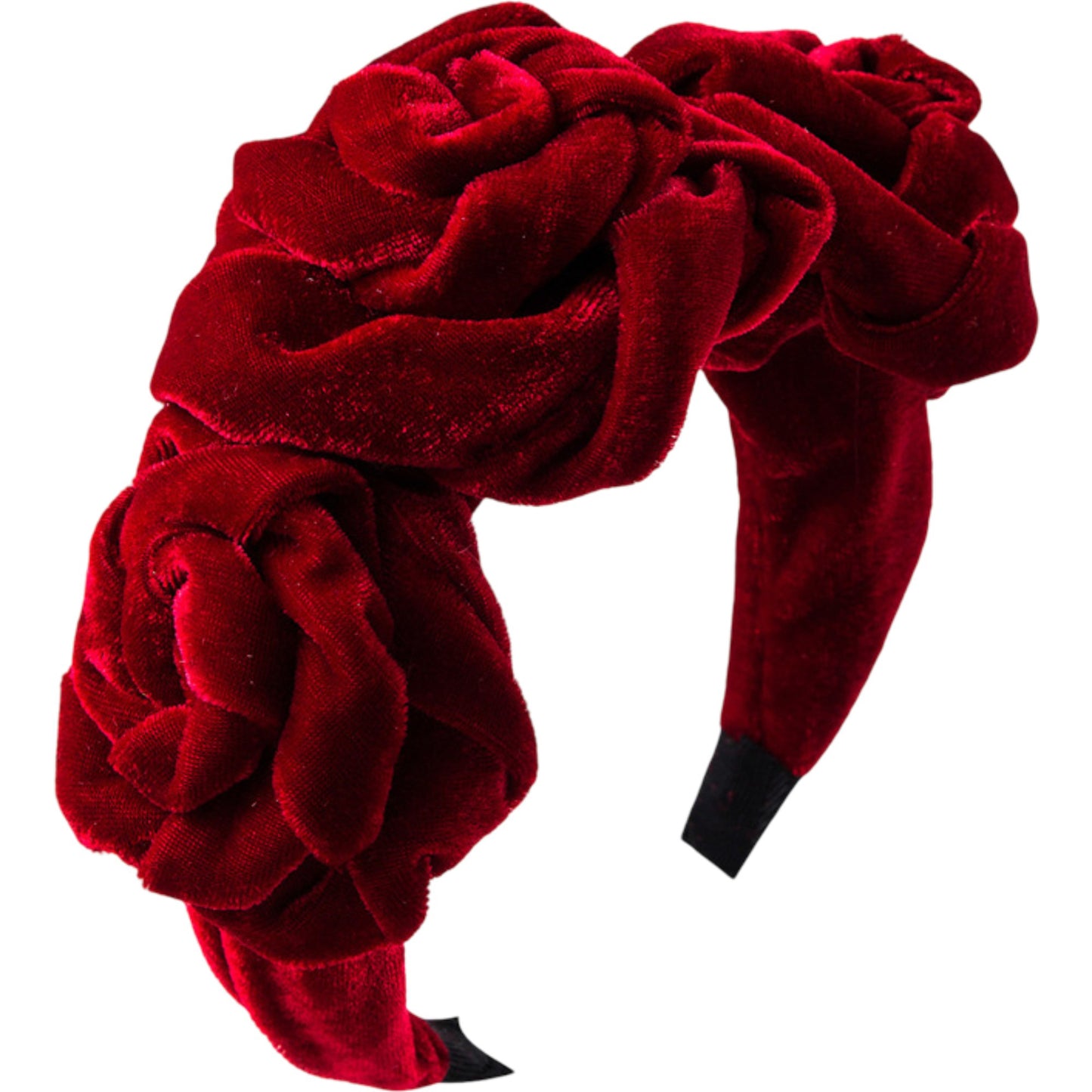 Velvet Rose Flower Padded Headband Soft Fabric Statement Hair Accessory