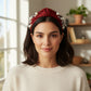 Womens Pearl Embellished Knotted Fabric Headband Comfortable Wide Fit