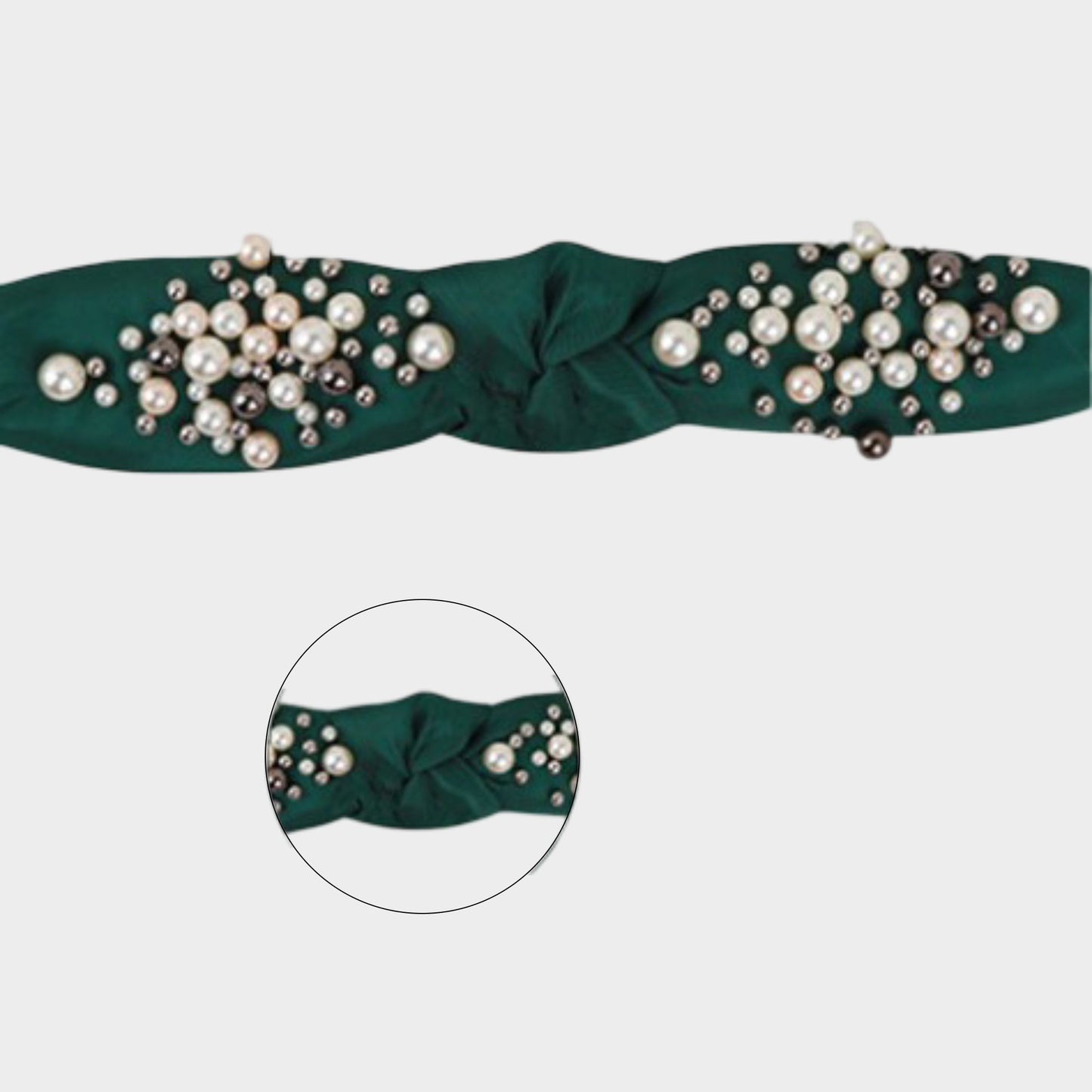 Womens Pearl Embellished Knotted Fabric Headband Comfortable Wide Fit