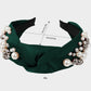 Womens Pearl Embellished Knotted Fabric Headband Comfortable Wide Fit
