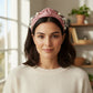 Womens Pearl Embellished Knotted Fabric Headband Comfortable Wide Fit