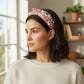 Womens Pearl Embellished Knotted Fabric Headband Comfortable Wide Fit
