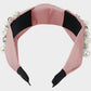 Womens Pearl Embellished Knotted Fabric Headband Comfortable Wide Fit