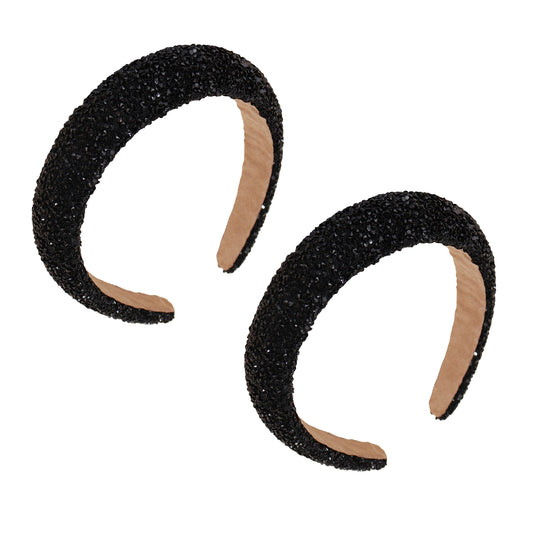 Womens Rhinestone Padded Headbands Two Pack Wide Sparkle Hair Accessories