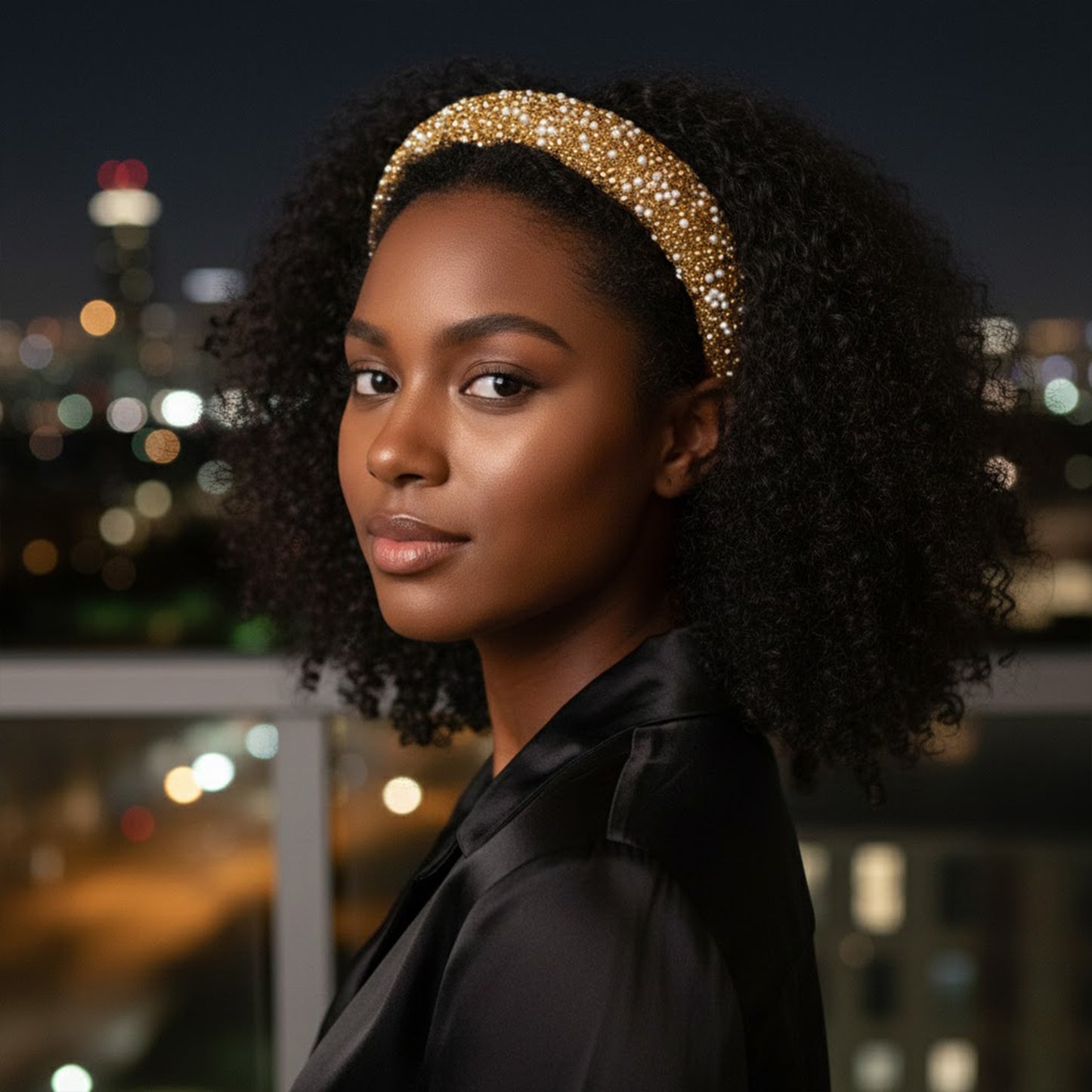 Womens Rhinestone Padded Headbands Two Pack Wide Sparkle Hair Accessories