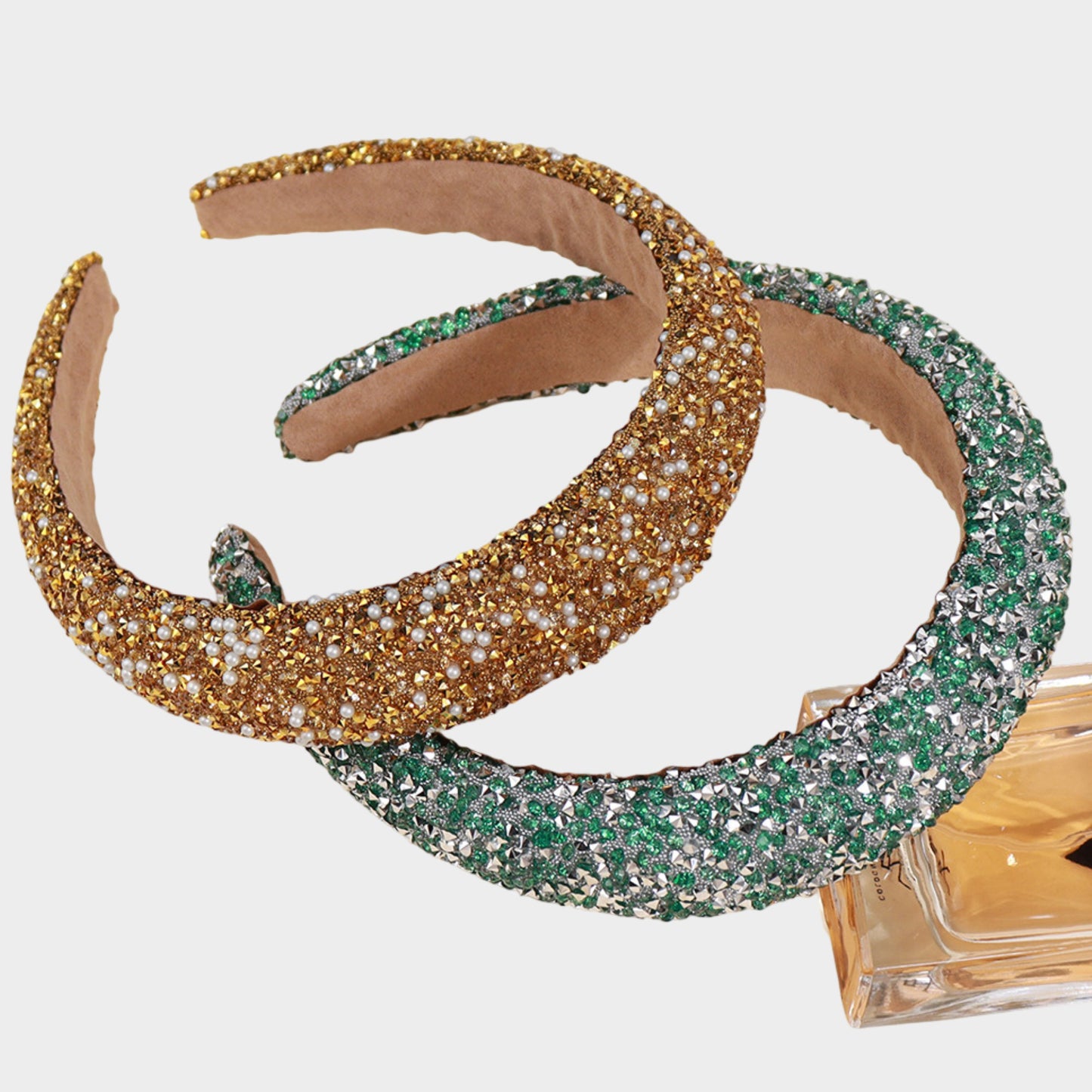 Womens Rhinestone Padded Headbands Two Pack Wide Sparkle Hair Accessories
