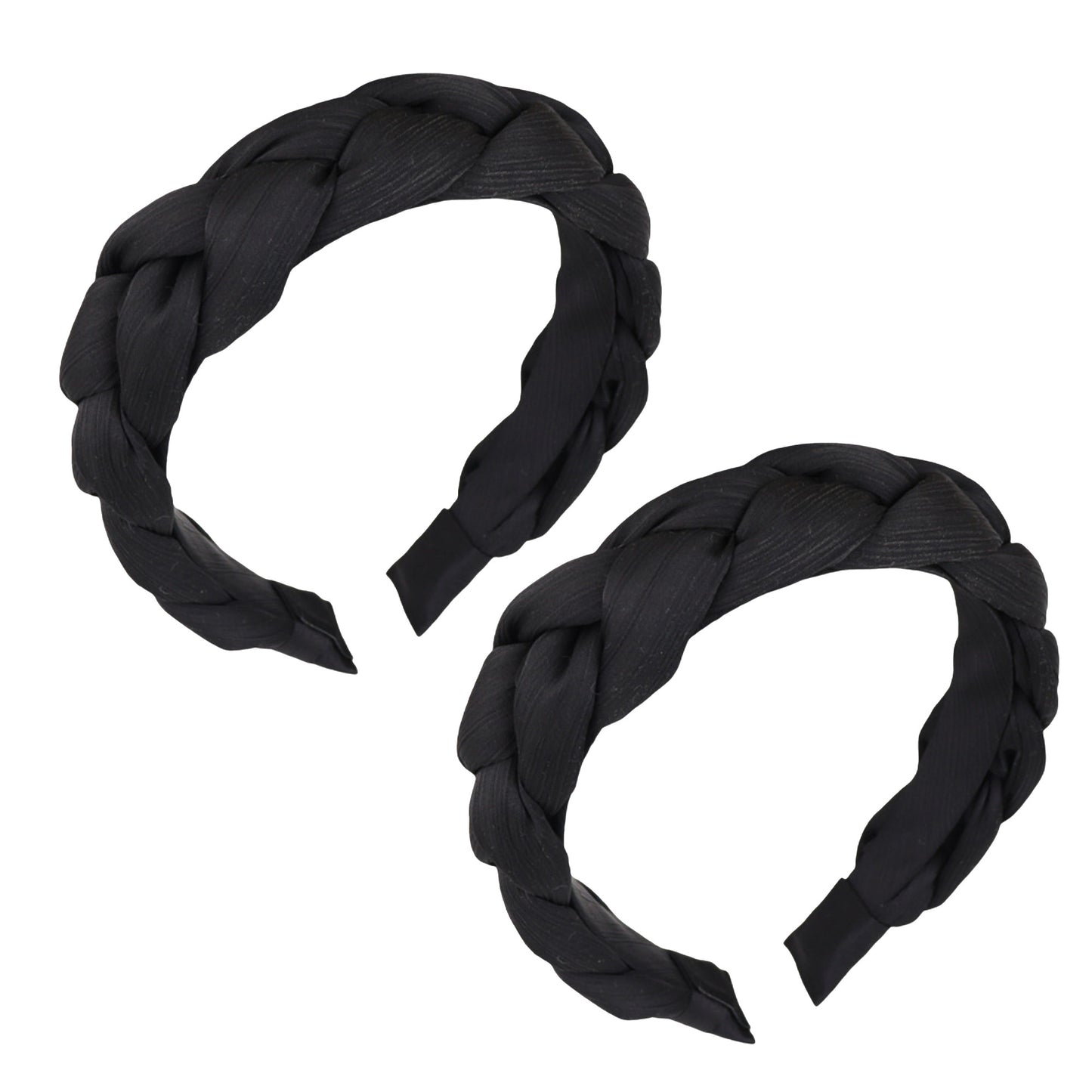 Braided Fabric Headband 2 Pack Wide Comfort Fit Soft Woven Hair Accessories